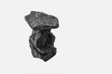 A Flat Rock Top Stack, Showing an Overhead Side View of the Five Vertical Stones with Natural Texture for a Product Display.