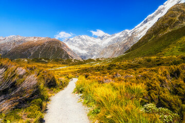 NZ Mt Cook track buth to mount