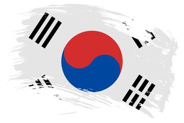 South Korea brush stroke flag vector background. Hand drawn grunge style South Korean isolated banner - obrazy, fototapety, plakaty