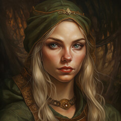 Fototapeta premium fantasy avatar of a beautiful woman with long blonde hair Generative Ai