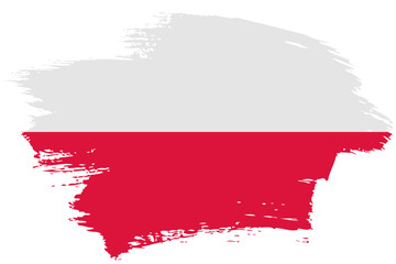 Poland brush stroke flag vector background. Hand drawn grunge style Polish painted isolated banner.