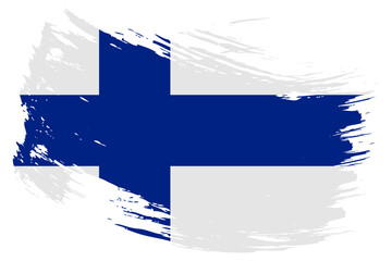 Finland brush stroke flag vector background. Hand drawn grunge style Finnish painted isolated banner.
