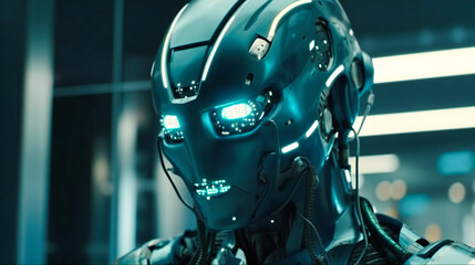 Fototapeta premium The concept of robots and artificial intelligence