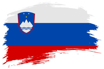 Slovenia brush stroke flag vector background. Hand drawn grunge style Slovenian painted isolated banner.