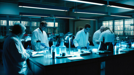 Fototapeta na wymiar Scientists studying test results in a laboratory