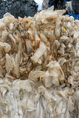 Cellophane and plastic packaging waste background. Problems of waste disposal and ecology of the materials used