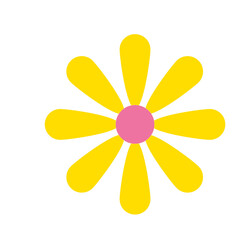 Simple flat flower yellow and pink long petals