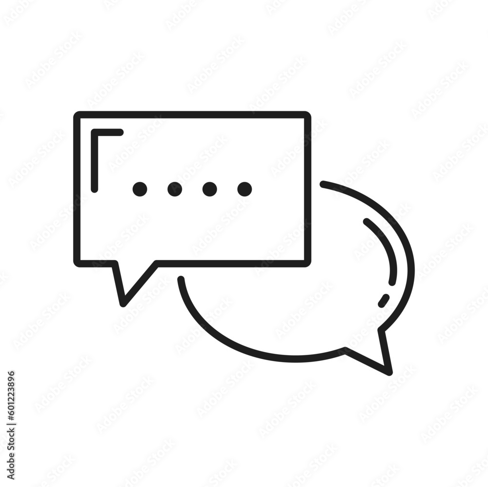 Poster dialog message speech bubble thought note isolated outline icon. vector dialogue or talk speech bubb