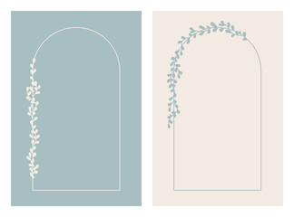 Fototapeta Zestaw dwóch prostych ramek wektorowych w minimalistycznym stylu z subtelną dekoracją z liści. Idealne dla osób ceniących prostotę i elegancję. obraz