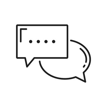 Dialog message speech bubble thought note isolated outline icon. Vector dialogue or talk speech bubble, chatting or message box, thought or say text sign