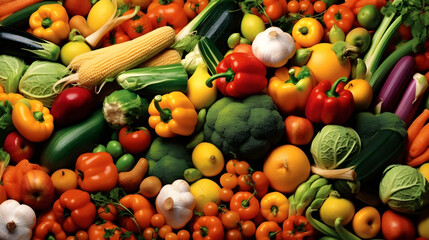 沢山の種類の美しい野菜