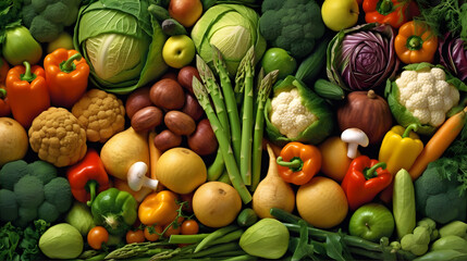 沢山の種類の美しい野菜