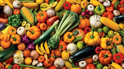 沢山の種類の美しい野菜