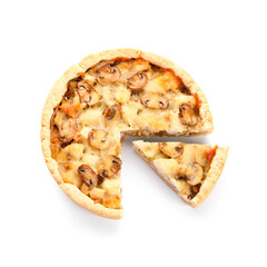 Mushroom pie on white background
