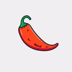 Vector cartoon icon illustration of chili, with a flat style for spicy food, a seeded fruit that produces heat, suitable for adding delicious flavor to food