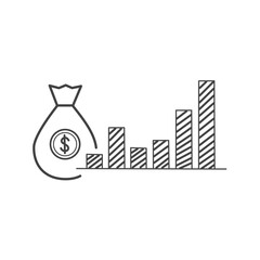 Return on investment, ROI concept. Business growth chart to succeed. Finance stretching up. Flat style banner, vector illustration.