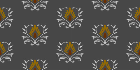 Ethnic abstract flower art. Seamless pattern in tribal, folk embroidery, and Mexican style. Aztec geometric art ornament print.Design for carpet, wallpaper, clothing, wrapping, fabric, cover, textile