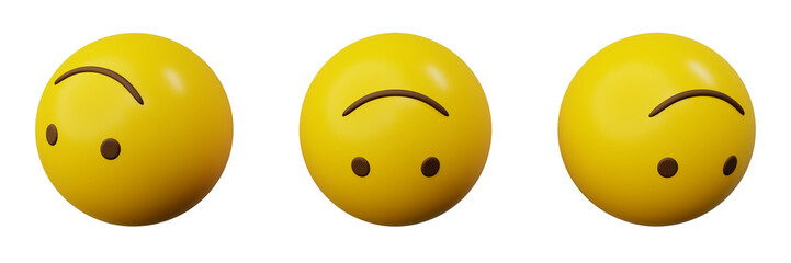3d rendering upside down face emoji or yellow ball emoticon creative user interface web design symbol