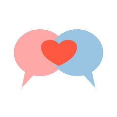 Heart love Icon and chat logo vector.