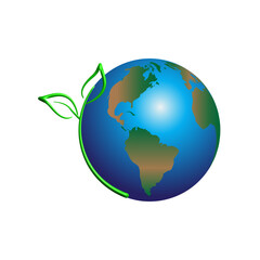 green earth planet concept, icon, world ecology, nature global protect, logo eco environment, globe with leafs, thin line simple web symbol on white background.