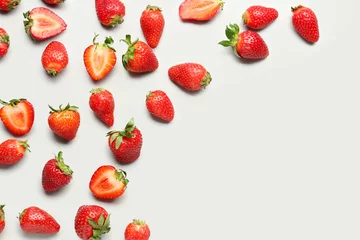 Fotobehang Fresh strawberries on white background © Pixel-Shot
