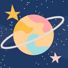 planets and star, space  modern flat vector background  