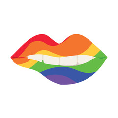 Rainbow female mouth on white background. LGBT concept