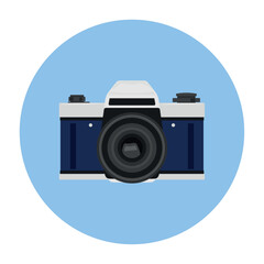Retro photo camera on white background