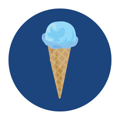 Cold ice-cream in wafer cone on white background