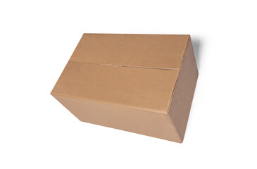 Closed cardboard Box or brown paper package box on white background. 3D illustration, 
.