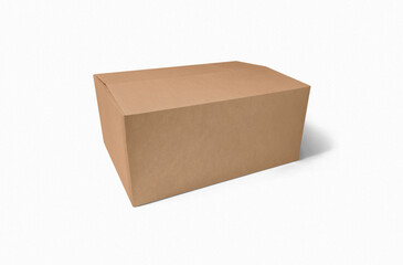 Closed cardboard Box or brown paper package box on white background. 3D illustration, 
.