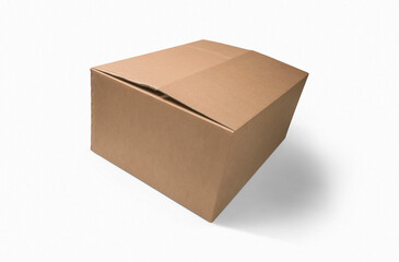 Closed cardboard Box or brown paper package box on white background. 3D illustration, 
.