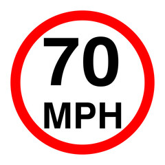 70 mph 2 sign board illustration on white background..eps