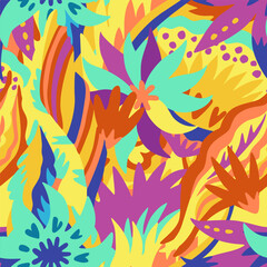Colorful ornamental psychedelic pattern. Funky texture with colorful abstract organic shapes.