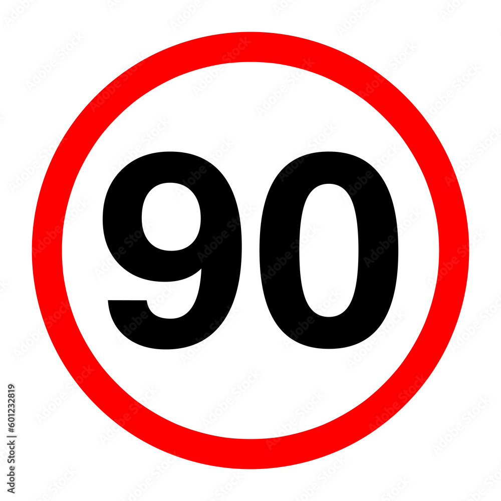 Poster speed limit 90 sign icon for web or app illustration on white background..eps