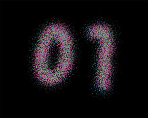 The Colorful Gamma Noise Font Set - 0, 1