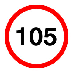 Speed limit 105 kmh or mph sign illustration on white background..eps