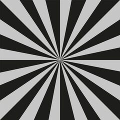 black gray rays background for banner design. Starburst cartoon style. Vector illustration.