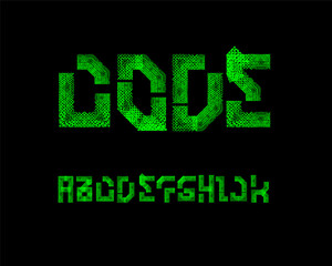 Grunge bold designer font set in vector format