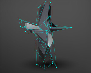 The 3D advanced prism shape font set - t