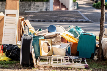 Household miscellaneous rubbish garbage items put on the street in Australia for council bulk waste...