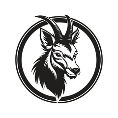 waterbuck mascot, vintage logo line art concept black and white color, hand drawn illustration