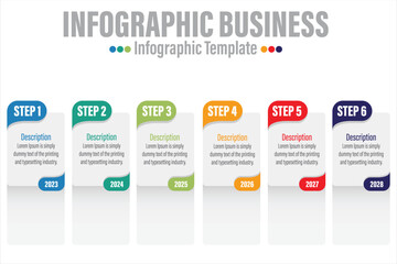 6 Steps, 6 Option Geometric shape with steps,options,processes or workflow.Business data visualization. Creative step infographic template for presentation,vector illustration.