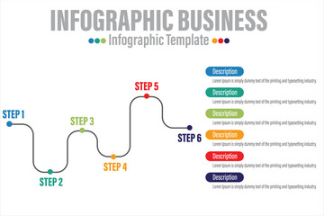 Timeline Creator infographic template. 6 Steps timeline journey, calendar Flat simple infographics design template. presentation graph. Business concept with 6 options, vector illustration.