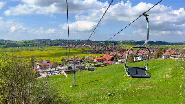 Beautiful Allgau landscape with chairlift - travel photography