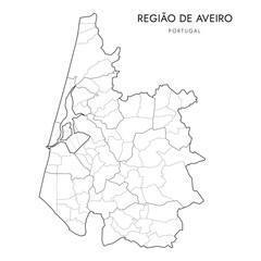 Vector Map of the Subregion of Aveiro Region (Comunidade Intermunicipal da Região de Aveiro) with borders of Districts, Municipalities (Concelhos) and Civil Parishes (Freguesias) as of 2023 - Portugal