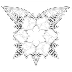 Decorative Doodle flowers in black and white for coloringbook, cover, background, invitation card. Hand drawn sketch for adult anti stress coloring page isolated in white background.-vector