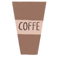 Cup of coffee in pencil colors brush