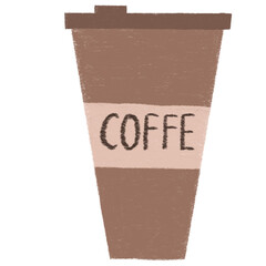 Cup of coffee in pencil colors brush