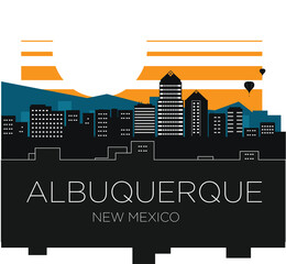 Albuquerque Skyline Illustration - Orange 